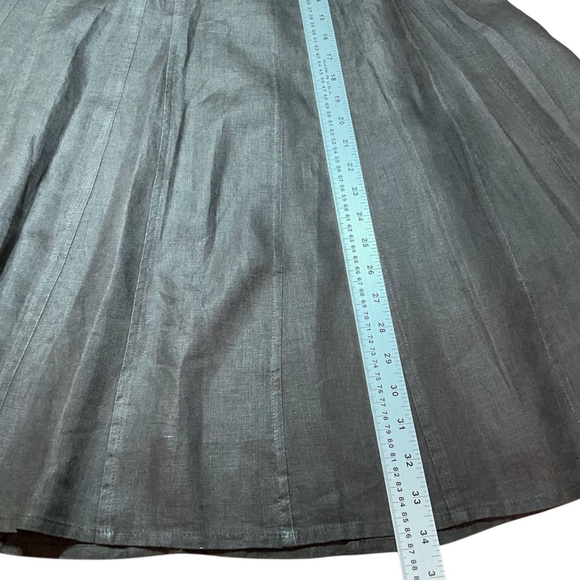 E-COL-O-GIE 100% Linen Brown Gored Circle Midi Skirt Sz 10 - Picture 7 of 8